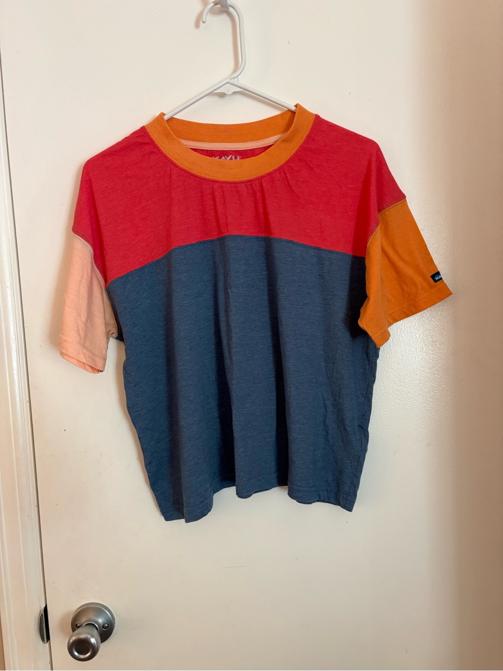 KAVU Colorblock Short Sleevee Red, Blue & Orange